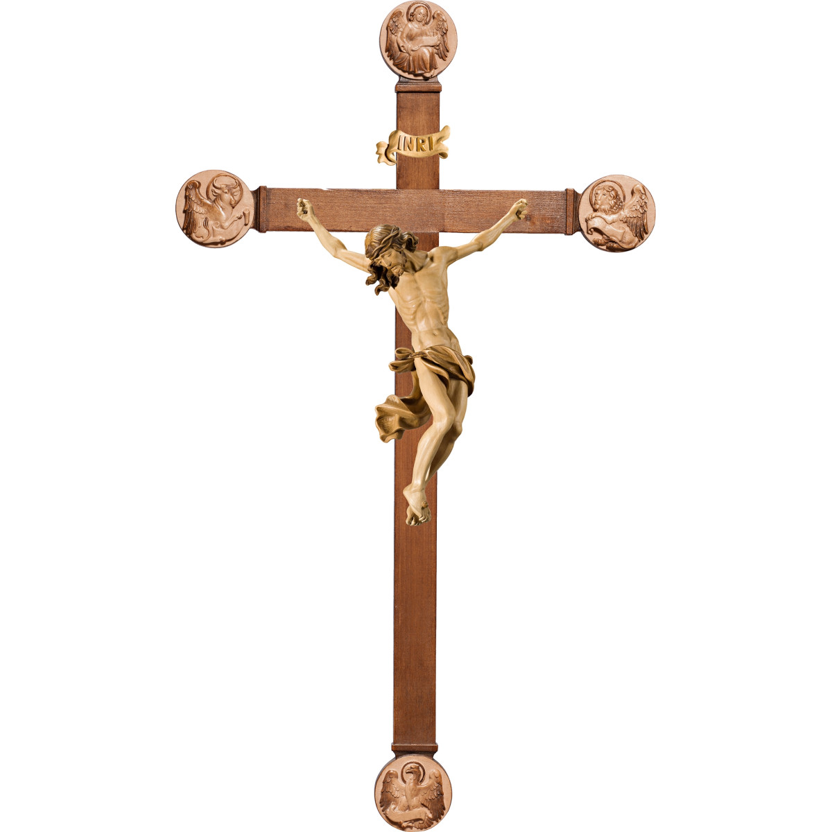 Cristo Barroco en cruz con Evangelistas